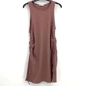 Zara Ruched Sleeveless Ribbed Gathered Tunic Dress